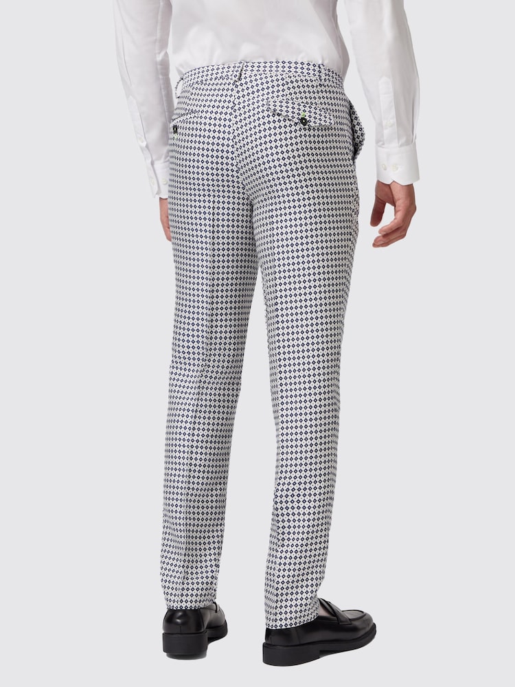 Twisted Tailor White Slim Fit Siorek Jacquard Trousers - Image 2 of 4