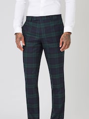 Twisted Tailor Green Skinny Fit Ginger Wool Tartan Trousers - Image 1 of 5