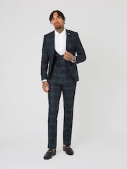 Twisted Tailor Green Skinny Fit Ginger Wool Tartan Trousers - Image 2 of 5