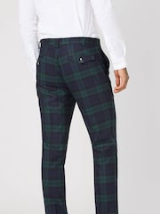 Twisted Tailor Green Skinny Fit Ginger Wool Tartan Trousers - Image 3 of 5