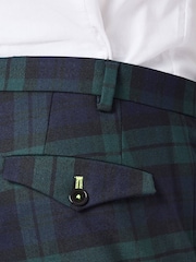 Twisted Tailor Green Skinny Fit Ginger Wool Tartan Trousers - Image 4 of 5