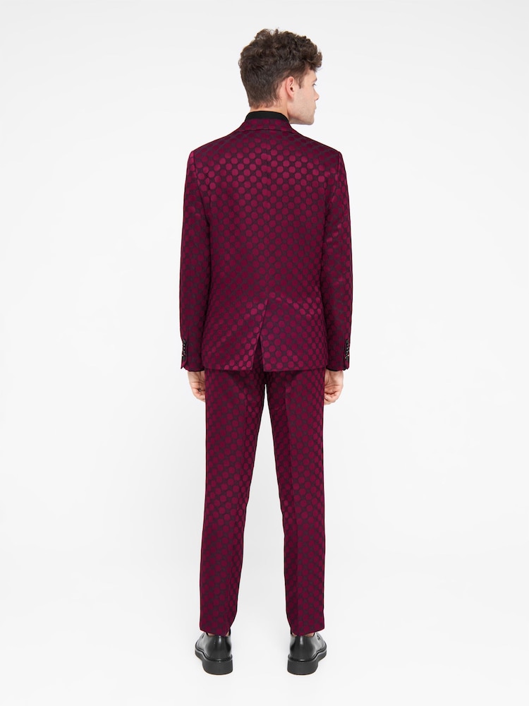 Twisted Tailor Purple Slim Fit Papatya Jacquard Trousers - Image 3 of 3