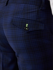 Twisted Tailor Blue Slim Fit Barlow Wool Check Trousers - Image 3 of 4