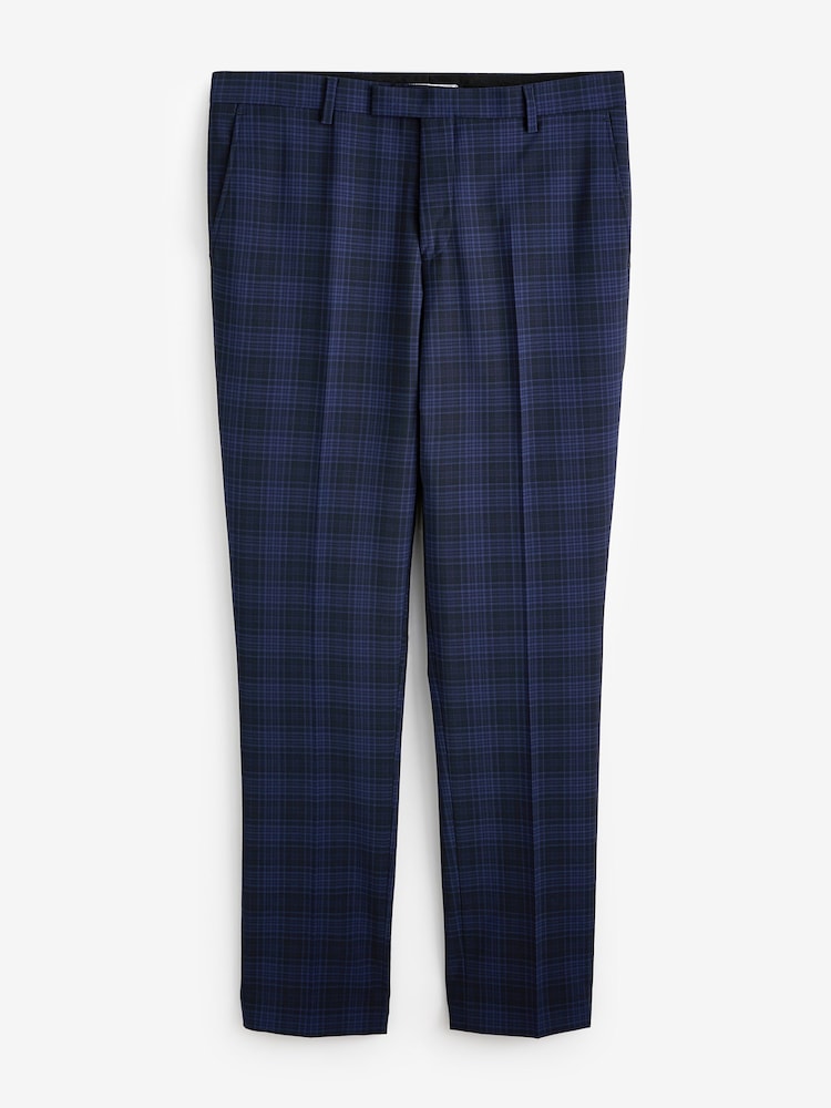 Twisted Tailor Blue Slim Fit Barlow Wool Check Trousers - Image 4 of 4