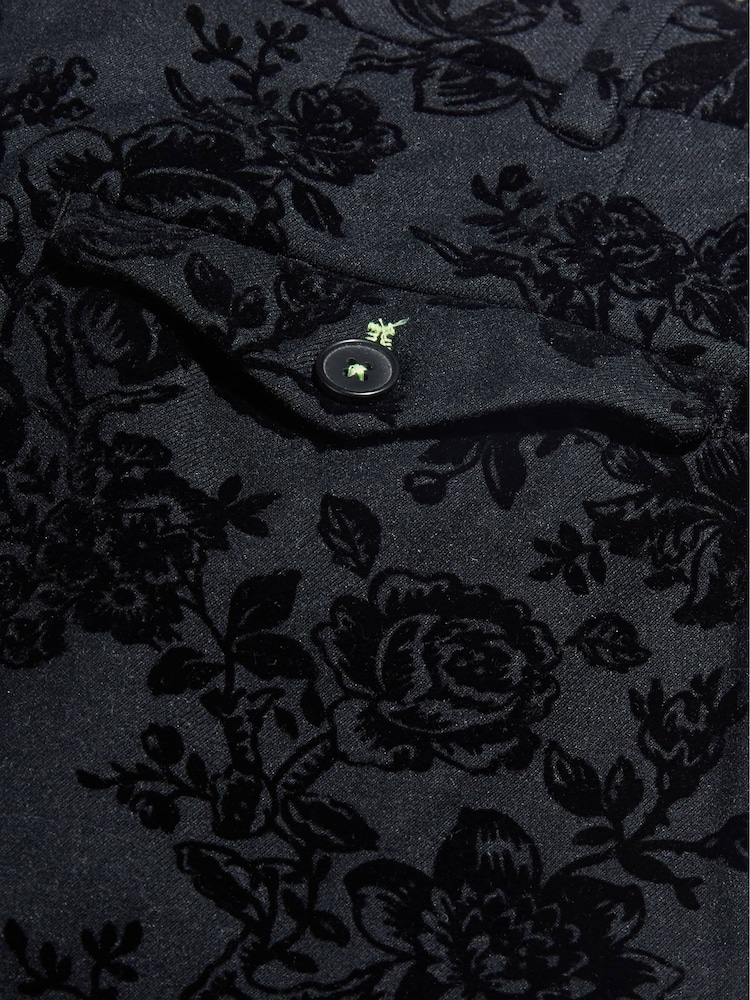 Twisted Tailor Black Skinny Fit Fleet Floral Tuxedo Trousers - Image 3 of 3