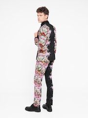 Twisted Tailor Black Skinny Fit Ikeda Cotton Floral Trousers - Image 3 of 8
