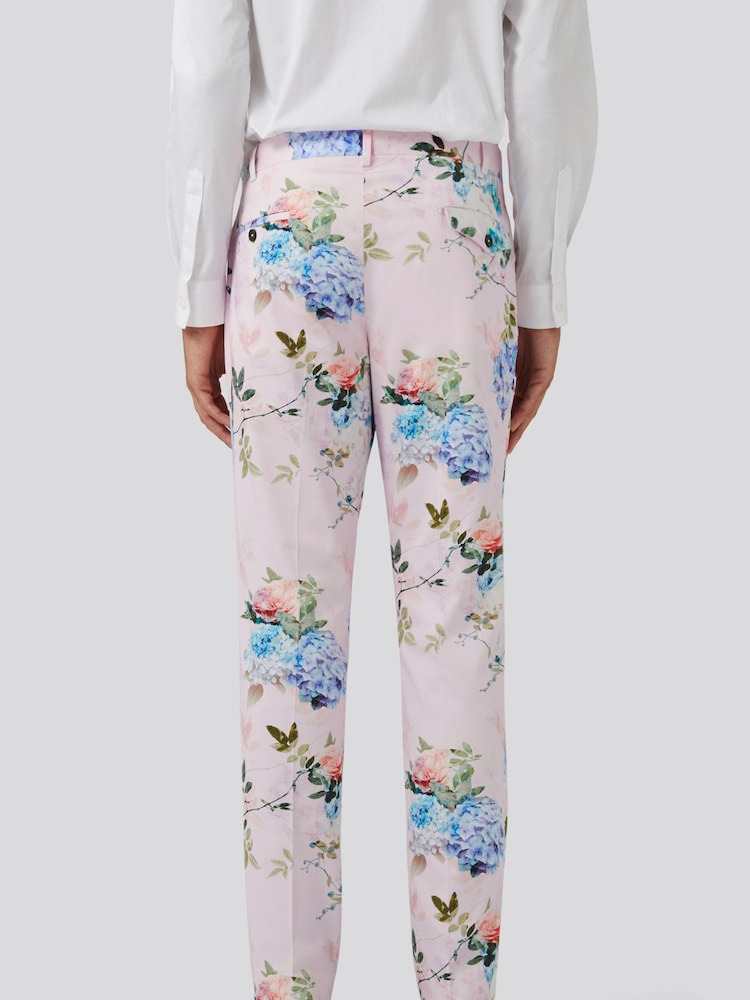 Twisted Tailor Pink Skinny Fit Pickhurst Floral Cotton Trousers - Image 2 of 4