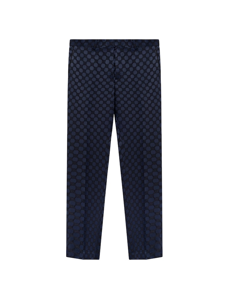 Twisted Tailor Blue Slim Fit Papatya Jacquard Trousers - Image 2 of 3