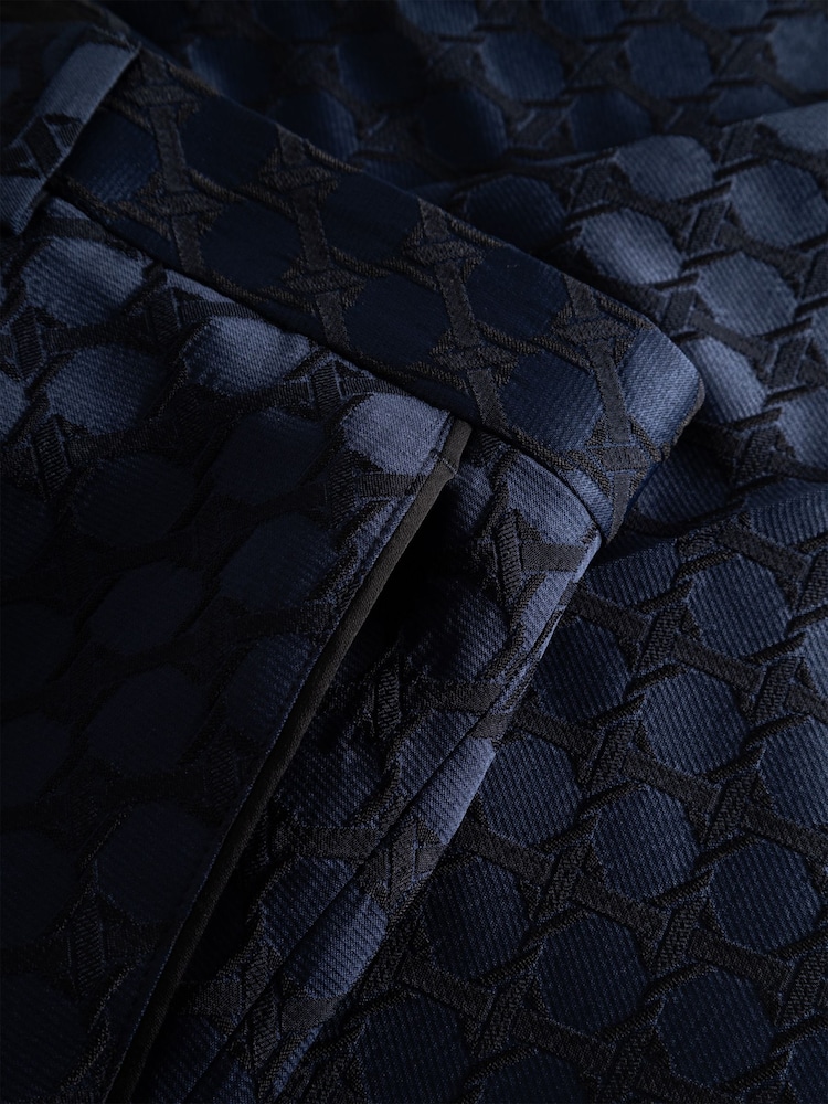 Twisted Tailor Blue Slim Fit Papatya Jacquard Trousers - Image 3 of 3