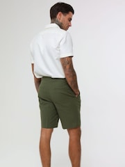 Harry Brown Green Decorate Cotton Linen Blend Shorts - Image 2 of 4