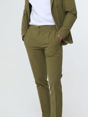 Harry Brown Green Deakin Cotton Linen Seersucker Tailored Fit Trousers - Image 1 of 5