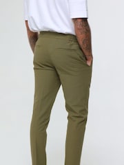 Harry Brown Green Deakin Cotton Linen Seersucker Tailored Fit Trousers - Image 2 of 5