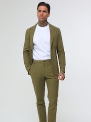 Harry Brown Green Deakin Cotton Linen Seersucker Tailored Fit Trousers - Image 4 of 5