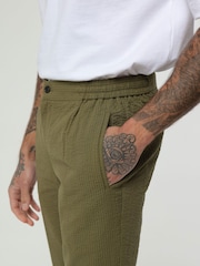 Harry Brown Green Deakin Cotton Linen Seersucker Tailored Fit Trousers - Image 5 of 5
