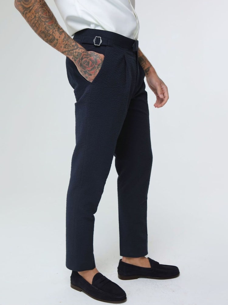 Harry Brown Deakin Cotton Linen Seersucker Tailored Fit Trousers - Image 1 of 4