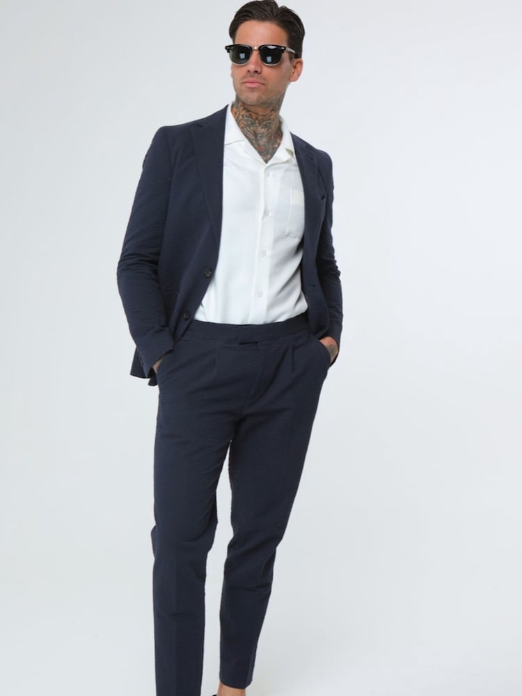 Harry Brown Deakin Cotton Linen Seersucker Tailored Fit Trousers - Image 4 of 4