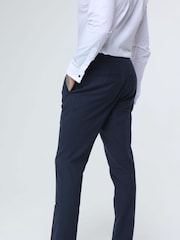 Harry Brown Navy Blue Decorate Cotton Linen Blend Regular Fit Trousers - Image 2 of 4