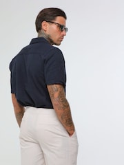 Harry Brown Natural Decorate Cotton Linen Blend Shorts - Image 2 of 4
