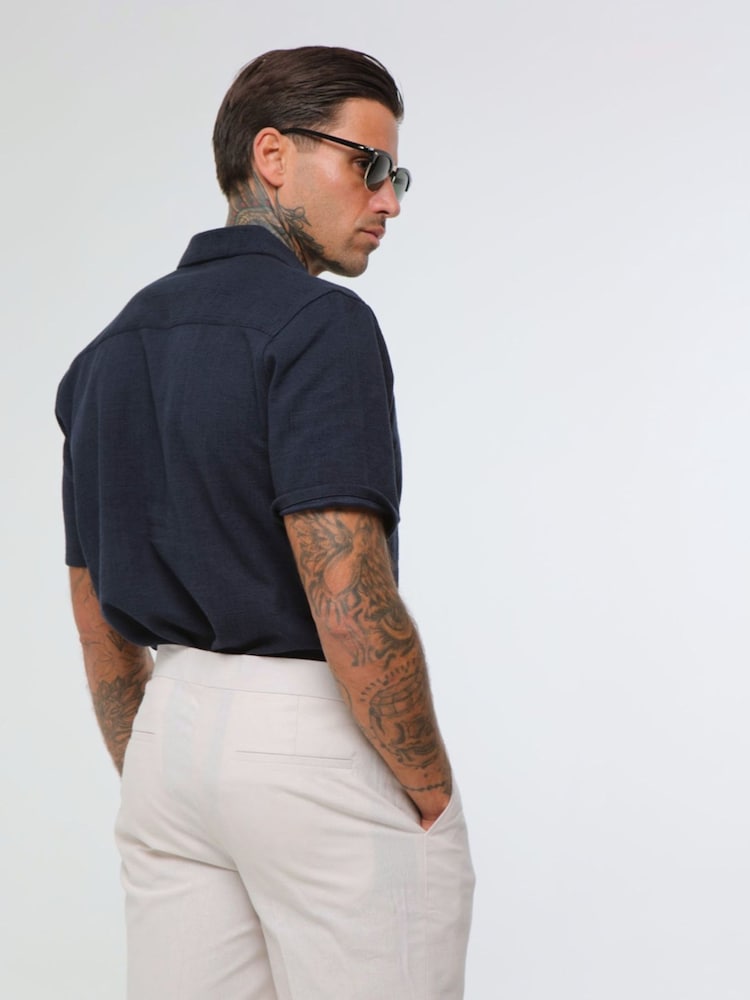 Harry Brown Natural Decorate Cotton Linen Blend Shorts - Image 2 of 4