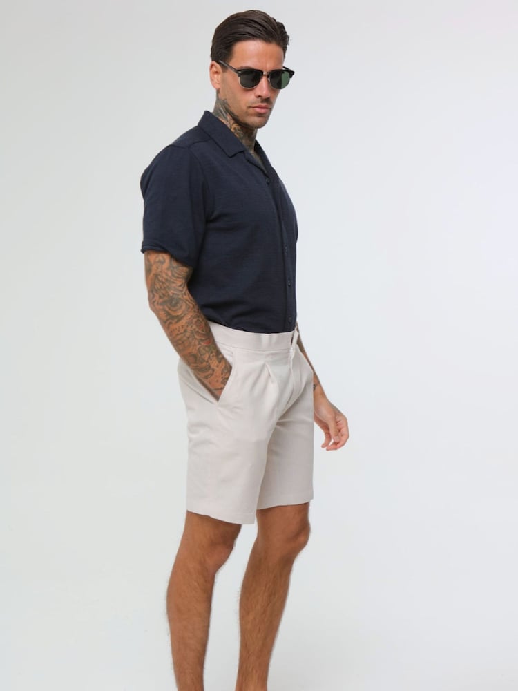 Harry Brown Natural Decorate Cotton Linen Blend Shorts - Image 3 of 4