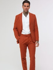 Oranžna - Harry Brown Decorate Cotton perilo; platnen Blend v standardnem kroju hlače - Slika 4 iz 10