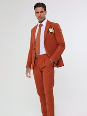 Oranžna - Harry Brown Decorate Cotton perilo; platnen Blend v standardnem kroju hlače - Slika 6 iz 10
