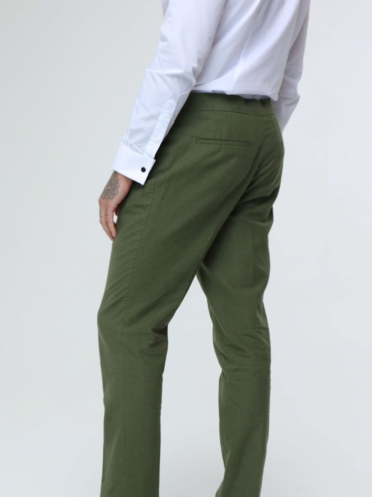 Groen - Harry Brown Decorate Cotton Linen Blend Regular Fit Trousers - Image 2 of 6