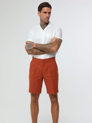 Harry Brown Orange Decorate Cotton Linen Blend Shorts - Image 1 of 4
