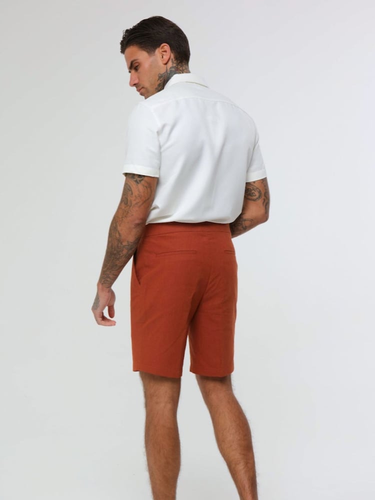 Harry Brown Orange Decorate Cotton Linen Blend Shorts - Image 2 of 4