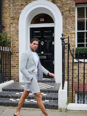 Harry Brown Blue Deakin Cotton Linen Seersucker Shorts - Image 5 of 9