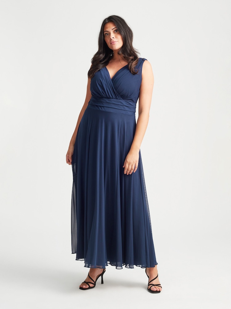Scarlett & Jo Navy Blue Nancy Marilyn Mesh Maxi Dress - Image 1 of 5