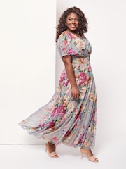 Scarlett & Jo Silver Isabelle Angel Sleeve Maxi Dress - Image 1 of 4
