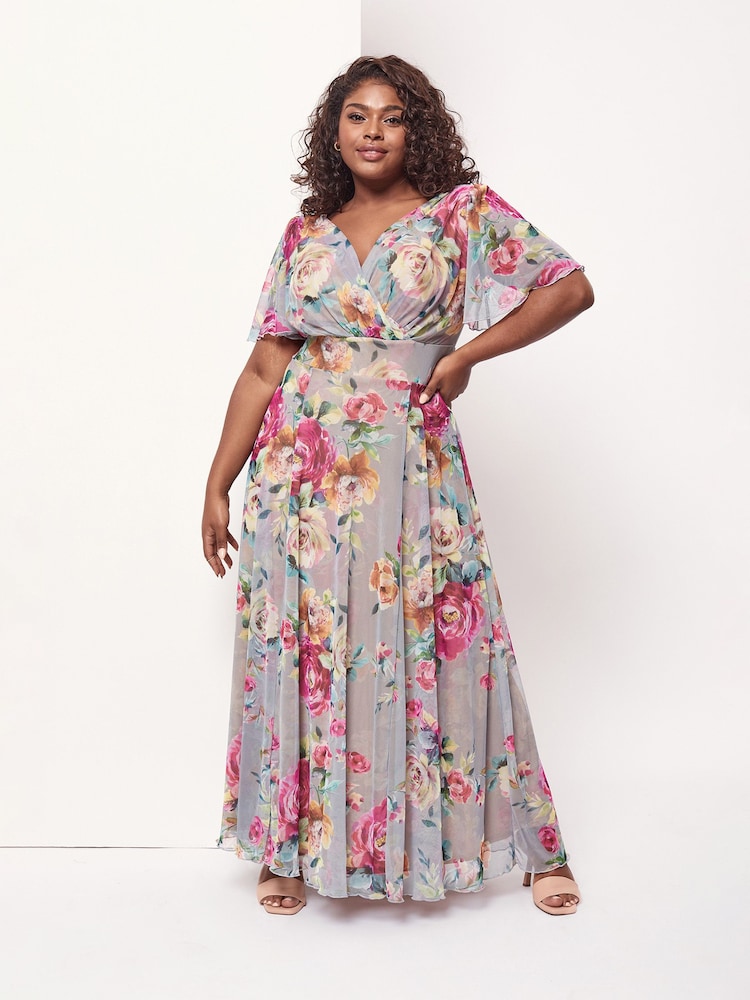Scarlett & Jo Silver Isabelle Angel Sleeve Maxi Dress - Image 2 of 4