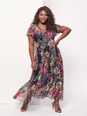 Scarlett & Jo Tilly Druck Engelsärmel Sweetheart Kleid - Bild 1 von 5