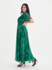 Scarlett & Jo Green & Purple Curve Isabelle Angel Sleeve Maxi Dress - Image 3 of 4