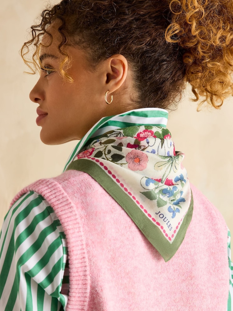 Joules Kensington Cream Cotton Scarf - Image 2 of 4