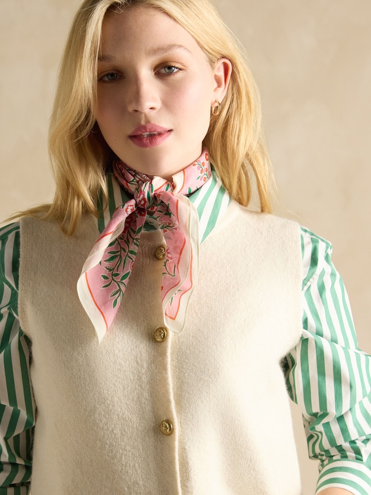 Joules Kensington Pink/Orange Cotton Scarf - Image 2 of 5