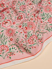 Joules Kensington Pink/Orange Cotton Scarf - Image 4 of 5