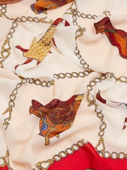 Joules Middleton Blue/Neutral Square Viscose Scarf - Image 7 of 7