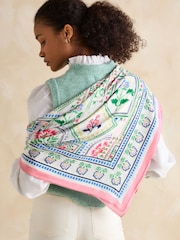 Joules Middleton Cream Tile Print Square Viscose Scarf - Image 2 of 5