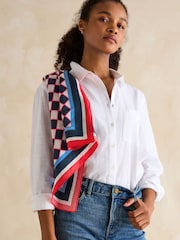 Joules Elsie Navy/Red 100% Silk Scarf - Image 1 of 5