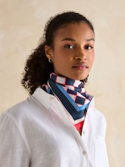 Joules Elsie Navy/Red 100% Silk Scarf - Image 2 of 5