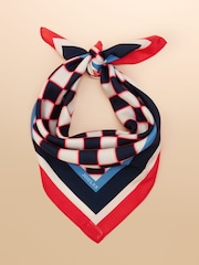 Joules Elsie Navy/Red 100% Silk Scarf - Image 4 of 5
