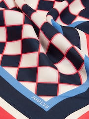 Joules Elsie Navy/Red 100% Silk Scarf - Image 5 of 5