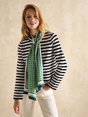 Joules Windsor Green Printed Long 100% Silk Scarf - Image 2 of 5