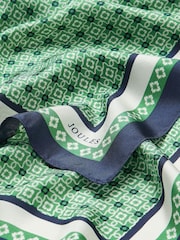 Joules Windsor Green Printed Long 100% Silk Scarf - Image 5 of 5