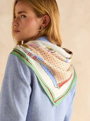 Joules Bloomfield Green/Ecru Square Silk Scarf - Image 2 of 5