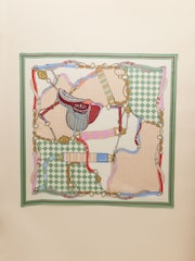 Joules Bloomfield Green/Ecru Square Silk Scarf - Image 3 of 5