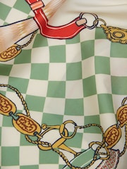 Joules Bloomfield Green/Ecru Square Silk Scarf - Image 4 of 5