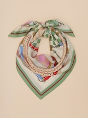 Joules Bloomfield Green/Ecru Square Silk Scarf - Image 5 of 5